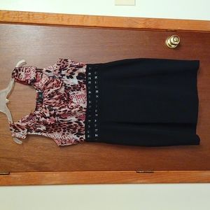 110 West Dress w/Animal Print Chiffon Top